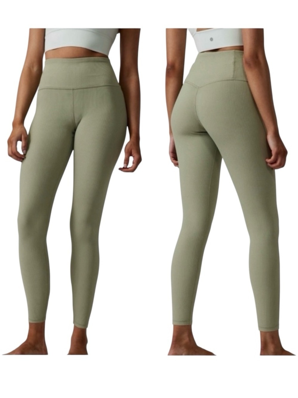 Athleta Elation Rib Tight Leggings Size XS Eucalyptus Sage Green